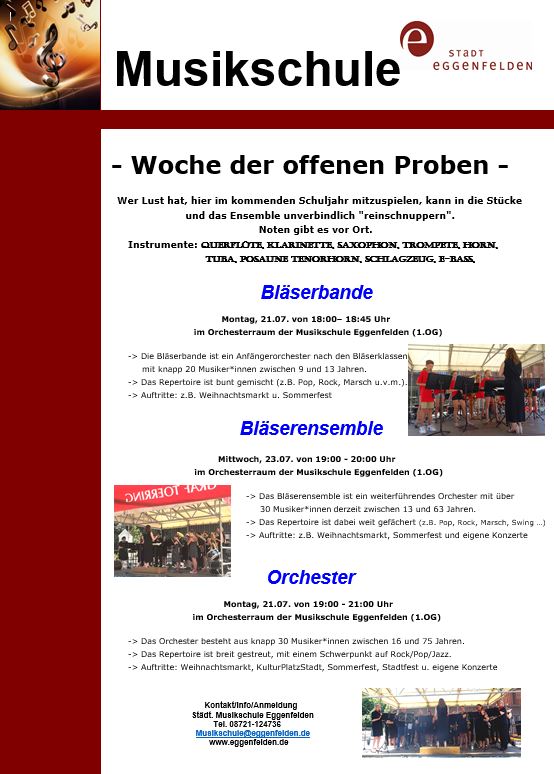 Musikschule Orchester Blaeserbande Blaeserklasse