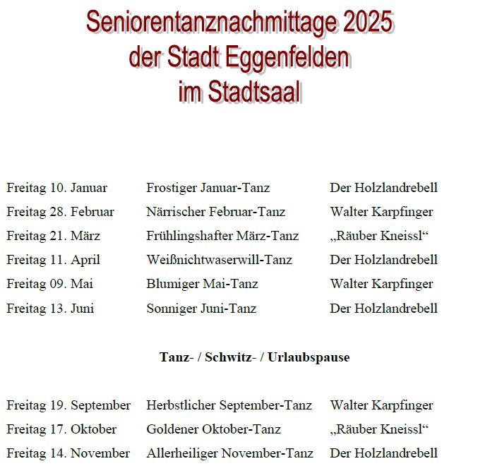 Seniorentanznachmittage 2025